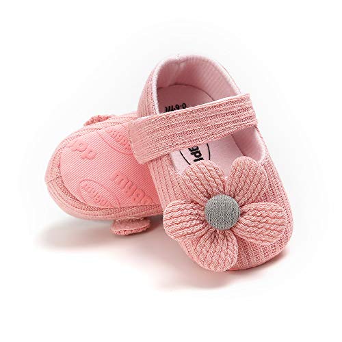 Ohwawadi Infant Baby Girl Shoes, Flowers Baby Mary Jane Flats Princess Dress Shoes Soft Newborn Crib Shoes