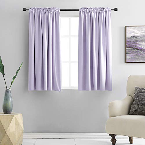DONREN Lavender Purple Blackout Curtain Panels for Living Room - Thermal Insulated Room Darkening Rod Pocket Drapes for Window (42 x 45 Inch Length,2 Panels)