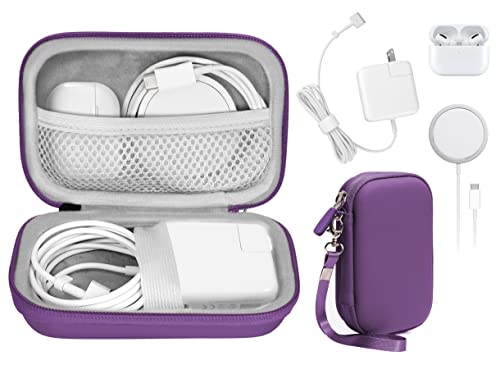 Handy Protective Case for MacBook Air Power Adapter, Also Good for USB C Hub, Type C Hub, USB Multi Ports Type c hub, Featured Compact case for Easy Storage and Protection, mesh Pocket (Purple)