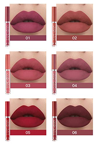 6Pcs Matte Long Lasting Non-Fade Liquid Lipstick Makeup Set, Crimsons