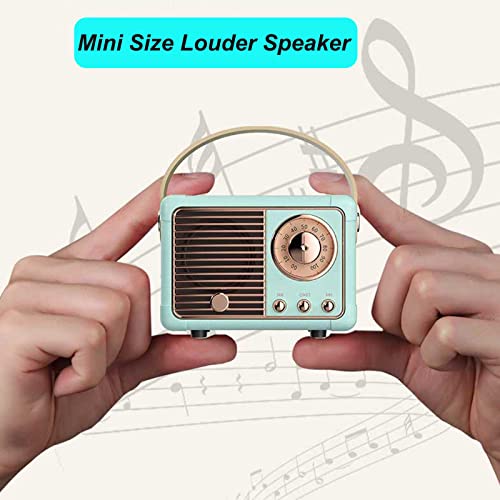 Dosmix Retro Bluetooth Speaker, Vintage Decor, Small Wireless Bluetooth Speaker, Cute Old Fashion Style for Kitchen Desk Bedroom Office Party Outdoor Kawaii for iPhone Android (Blue)