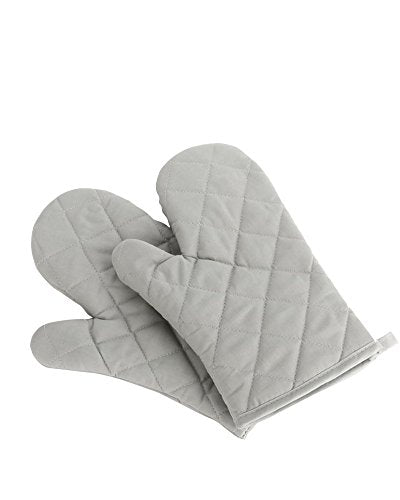 Oven Mitts, Premium Heat Resistant Kitchen Gloves Cotton & Polyester Quilted Oversized Mittens, New Gray