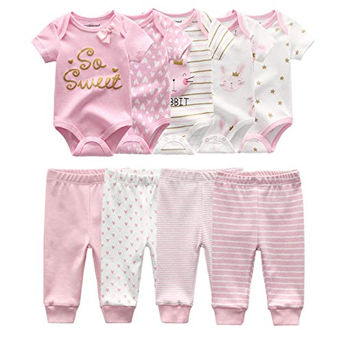 Kiddiezoom Unisex Baby Bodysuits Pants Baby Clothes Short Sleeve Bodysuits 0-3 Months