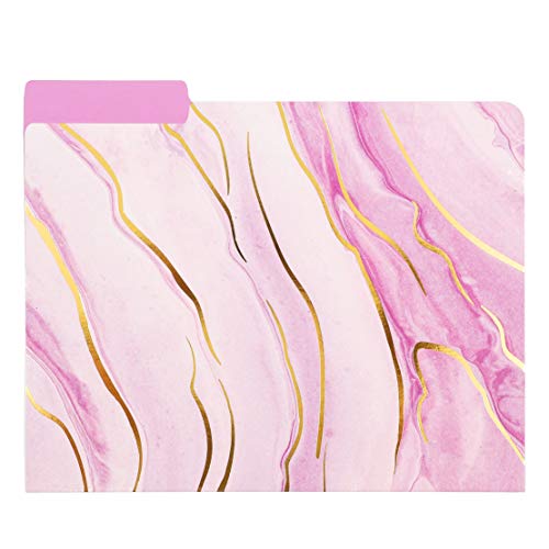 Decorative File Folders, Pastels & Gold Foil Marble, 1/3 Cut (12 Pack)
