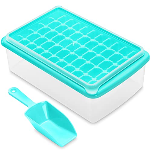 ARTLEO Ice Cube Trays for Freezer with Lid and Storage Container, Easy Release 55 Mini Nugget Ice Cubes Maker Tray with Cover Bin Scooper, Flexible Durable Plastic Ice Mold & Box, BPA Free