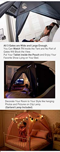 BESTEN Floorless Indoor Privacy Tent on Bed with Color Poles for Cozy Sleep in Drafty Rooms (Full/Queen, Pink)