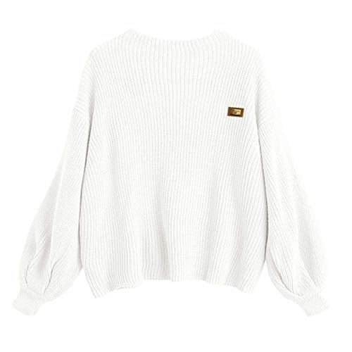 Women's Casual Loose Knitted Lantern Sleeve Crew Neck Pullover Sweater Top  (15 colors)