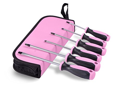 6-Piece Pink Power Screwdriver Set w/Tool Bag