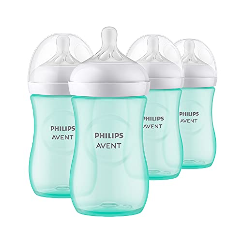 Philips Avent Natural Baby Bottle with Natural Response Nipple, Teal, 9oz, 4pk, SCY903/44