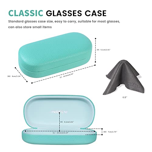 molshine Hard Shell Leather Sunglasses Case,Classic Large Glasses Case for Women Men,Sunglass Eyeglasses (Cyan)