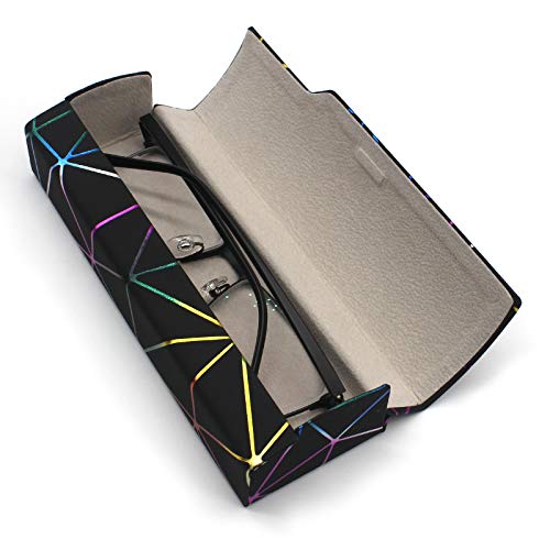Abwuulq- lattice dazzling glasses case,Portable protective case for glasses，Fashion glasses rigid cover,unisex (black)