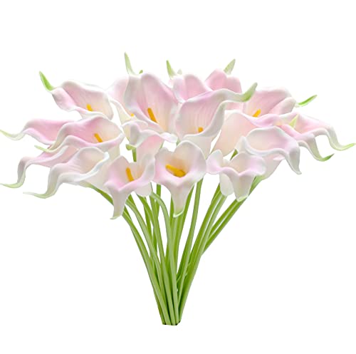 Mandy's 20pcs Light Pink Flowers Artificial Calla Lily Silk Flowers 13.4