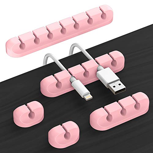 5-Pieces Pink Cable Management Desk Organizer System for Car, Office  (Slots 7,5,3,1,1)