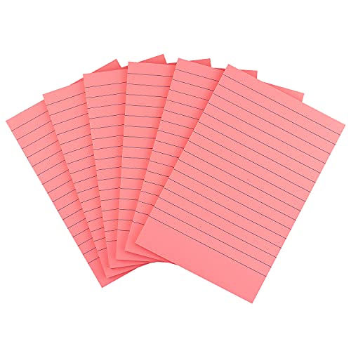 Early Buy 6 Pads Lined Sticky Notes with Lines 4x6 Self-Stick Notes Bright Color Sticky Notes, 45 Sheets/Pad (Pink)