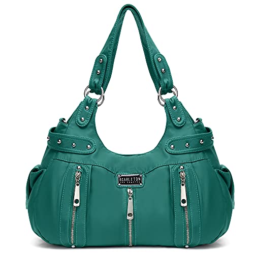 Scarleton Satchel Handbag for Women, Ultra Soft Washed Vegan Leather Crossbody Bag, Shoulder Bag, Tote Purse, H129235, Turquoise Green