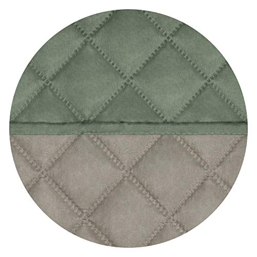 PureFit Reversible Quilted Recliner Sofa Cover, Water Resistant Slipcover Furniture Protector, Washable Couch Cover with Elastic Straps for Kids, Dogs, Pets (Recliner, Greyish Green/Beige)