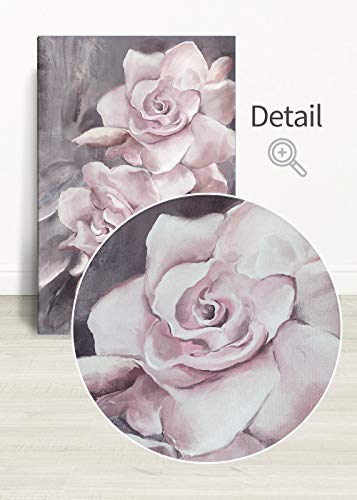 Lamplig Flowers Canvas Wall Art Floral Prints Pink and Gray Rose Pictures Modern Paintings Romantic Artwork for Bedroom Bathroom Office Living Room Home Room Wall Decor 12x16 Inch
