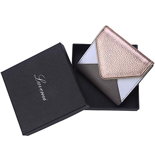 Lavemi RFID Blocking Small Compact Leather Wallets Credit Card Holder Case for Women(Envelope Champagne Gold)