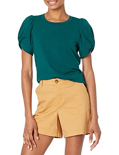 Amazon Essentials Women's Classic Fit Twist Sleeve Crew Neck T-Shirt, Botanical Green, Medium