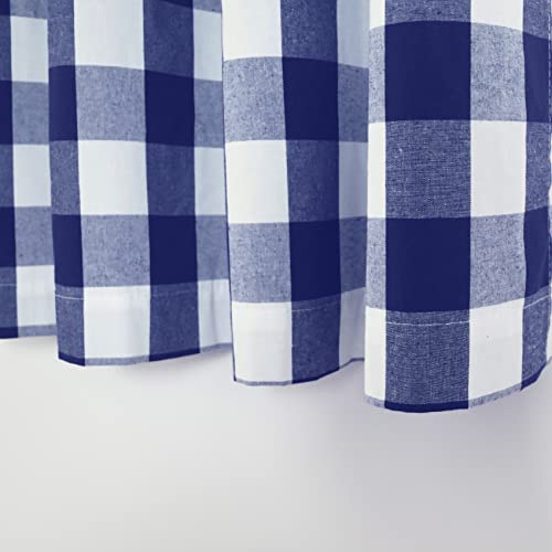 Buffalo Check Curtains 45 inches Long Cotton Basement Navy Blue and White Gingham Plaid Kitchen Window Curtain Panels Living Room Checker Drapes Bedroom Rod Pocket Window Treatment 2 Panels