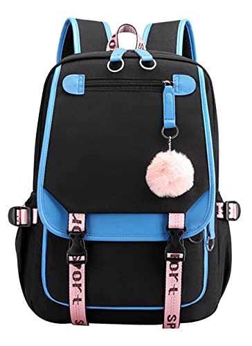 Teen Girls' School Students Bookbag Backpack w/USB Charge Port  (7 colors)