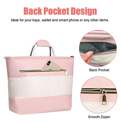 Pink and Ivory Insulated Leakproof Lunch Tote Bag Cooler with Zipper & Pocket
