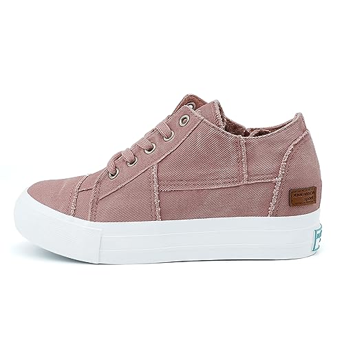 JENN ARDOR Women's Fashion Sneakers Hidden Wedges High Top Zipper Lace Up Platform Sneakers Ladies Walking Casual Canvas Slip On Comfortable Shoes