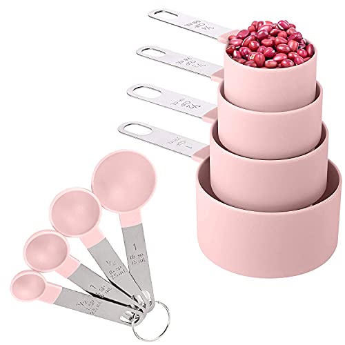 8 Pieces Nesting Measuring Cups and Spoons Set for Wet/Dry Ingredients  (3 colors)