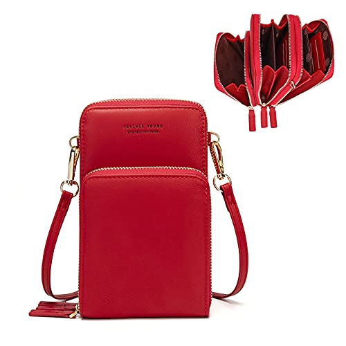 Small Crossbody Cell Phone Purse for Women, Mini Messenger Shoulder Handbag Wallet with Credit Card Slots