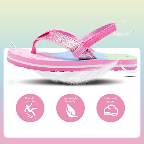 Watelves Girls & Boys Kids Flip Flop summer Slide Sandals Slip on Suitable for Bath Shower Beach pool (Little Kid/Big Kid) (Ice cream, 28/29)