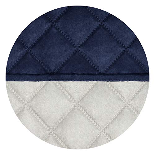 PureFit Reversible Quilted Recliner Sofa Cover, Water Resistant Slipcover Furniture Protector, Washable Couch Cover with Elastic Straps for Kids, Dogs, Pets (Recliner, Navy/Ivory)
