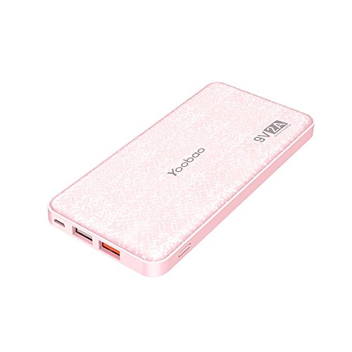 Portable Charger Qualcomm Quick Charge 3.0 Power Bank Yoobao Q12 12000mAh Huge Capacity Fast Charge Ultra Thin External Battery Pack for Samasung S9/S9+ iPhoneX/8/8+ Huawei Google LG and More (Pink)