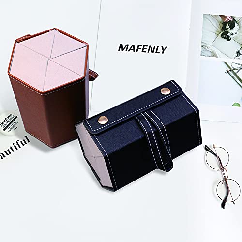 MAFENLY Five sunglasses storage box, 5 sockets pu foldable glasses display box (5 pack yangba yellow)