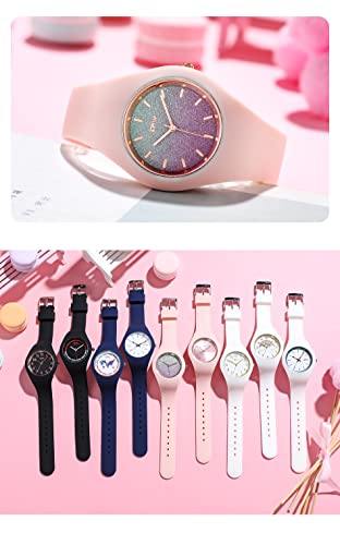 Gosasa Womens Watch Analog Display Silicone Band Wrist Watch (Pink - Shiny)