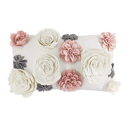 KINGROSE 3D Flower Throw Pillow Cover Decorative Accent Pillow Case Floral Cushion Cover Sofa Bed Living Room Home Decor 12 x 20 Inches Pink