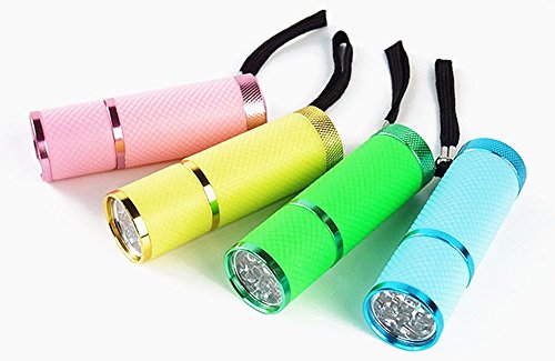 9 LED Glow in Dark Push Button Flashlights with Straps, Pack of 4