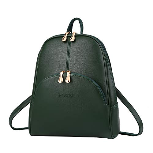 Nevenka Brand Women Bags Backpack Purse PU Leather Zipper Bags Casual Backpacks Shoulder Bags (Shaded Spruce)