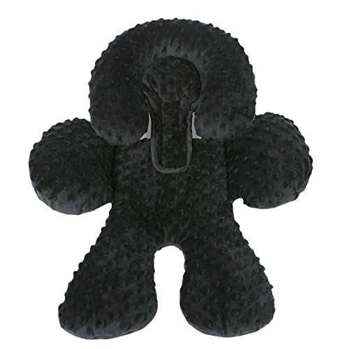 Pro Goleem Infant Car Seat Head Neck Body Support Ultra-Soft Minky and Microfiber Newborn Car Seat Insert Cushion Perfect for Car Seat, Stroller, 2-in-1 Reversible, Boys and Girls, Black