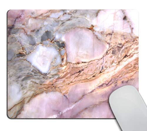 Pink, Gray & Gold Marble Rectangle Office Mousepad