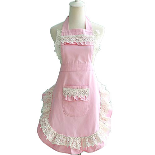 Hyzrz Lovely Home Work Adjustable Apron Cake Kitchen Cooking Women Girls Aprons With Pocket for Gift, Pink