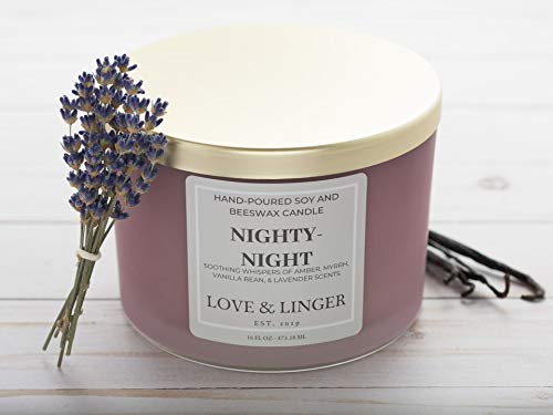 Lavender Candle | Sleep Candle | Aromatherapy Candle | Luxury Soy & Beeswax Candles for Home | 16 oz. Large Jar 3 Wick Candle | Calming Candles | Soothing Candle