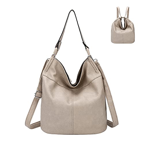 Purse for Women Convertible Backpack Purses and Handbags Crossbody Shoulder Bag - Apricot