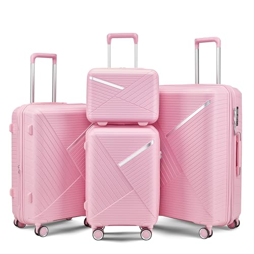 4-Piece Hard Shell Luggage Set, Expandable w/360° Double Spinner Wheels and TSA Locks  (4 colors)