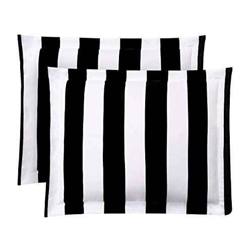 Black, White & Pink Cabana Stripe Reversible Comforter 6-Piece Bedding Set  (3 sizes)