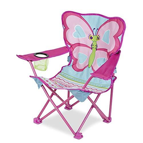 Melissa & Doug Cutie Pie Pink Butterfly Camp Chair w/Cup Holder & Carry Bag