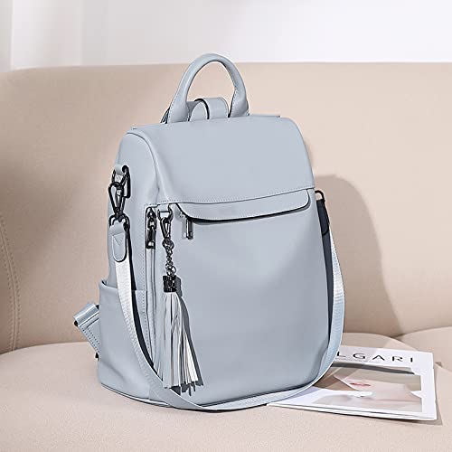 BROMEN Backpack Purse for Women Leather Anti-theft Travel Backpack Fashion Shoulder Bag Blue