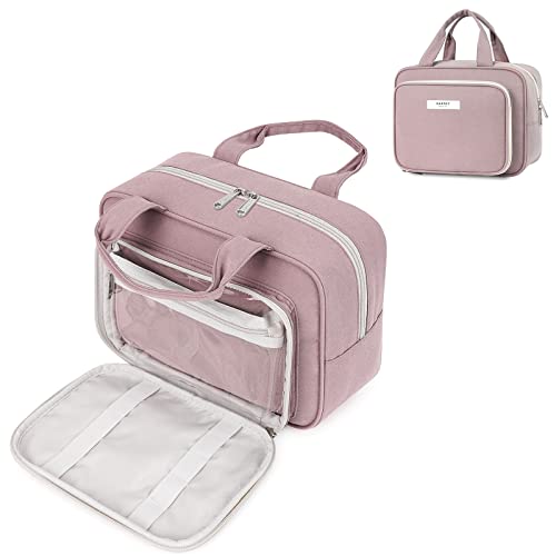 Narwey Full Size Toiletry Bag Women Large Makeup Bag Organizer Travel Cosmetic Bag for Essentials Accessories (Dusty Rose)