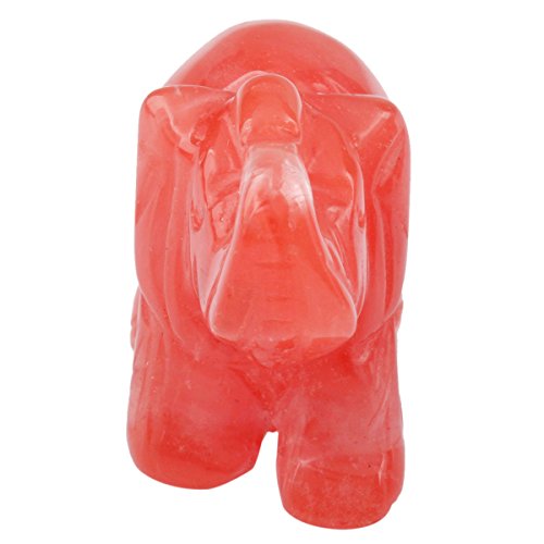 SUNYIK Cherry Quartz Elephant Pocket Statue Kitchen Guardian Healing Figurine Decor 1.5"