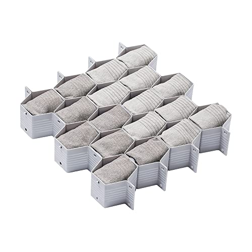 Poeland Drawer Divider Organizer 8pcs DIY Plastic Grid Honeycomb Drawer Divider Gray