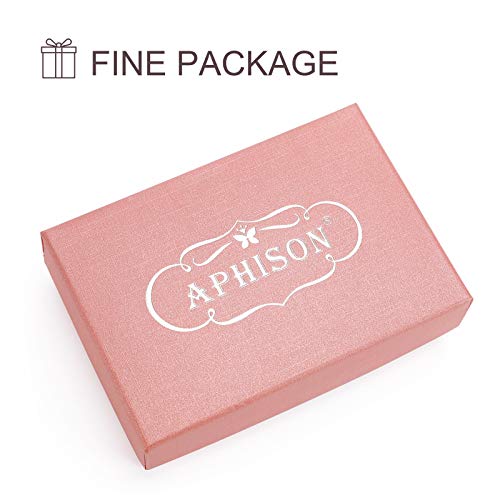 APHISON RFID Credit Card Holder Wallets for Women Leather Cartoon Patterns Zipper Card Case for Ladies Girls/Gift Box 018